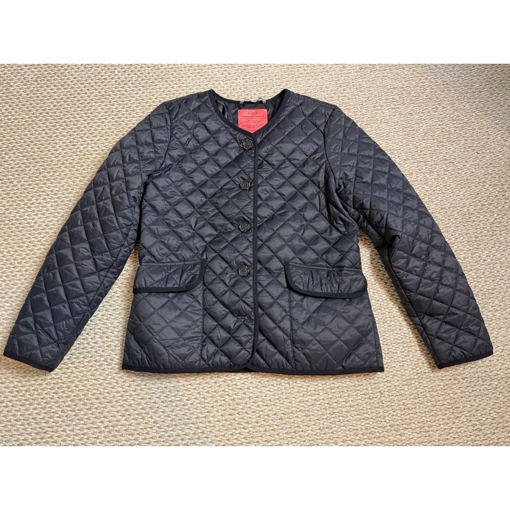 J.Crew Signature Puffer Jacket Black Quilted Primaloft Insulated academia 6